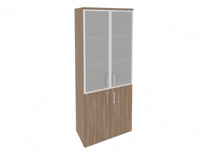 Офисная мебель для персонала ONIX O.ST-1.2R Шкаф высокий широкий (2 низких фасада ЛДСП + 2 средних фасада стекло в раме)